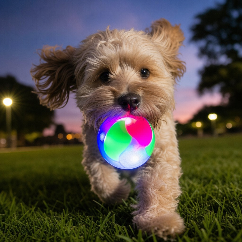 Flash Pet Ball TPR Glowing Elastic Ball