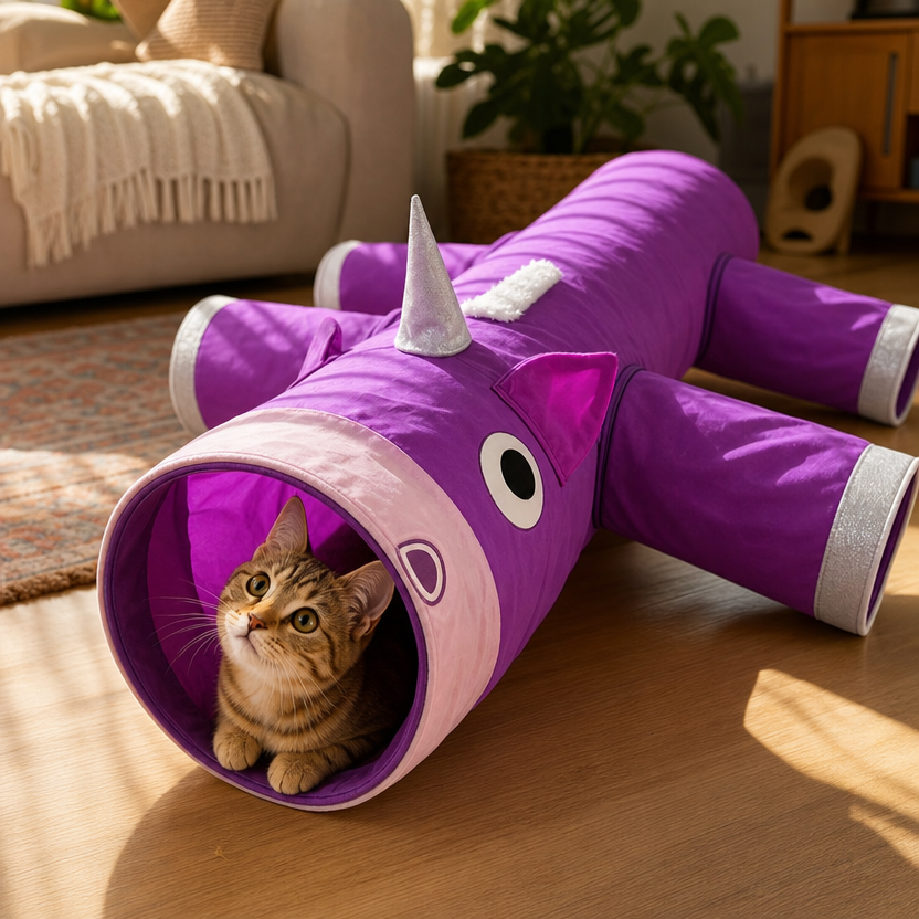 Cat Tunnel Toy Unicorn Shape lifestyle