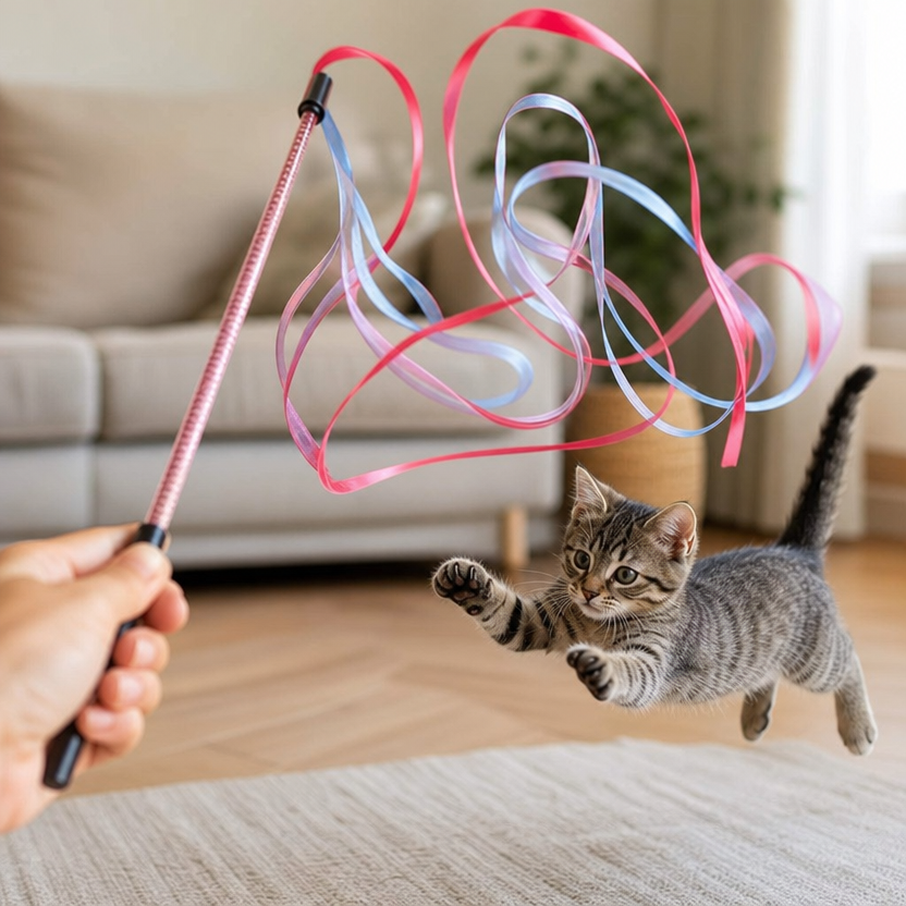 Satin Ribbon Cat Teaser Wand lifestyle