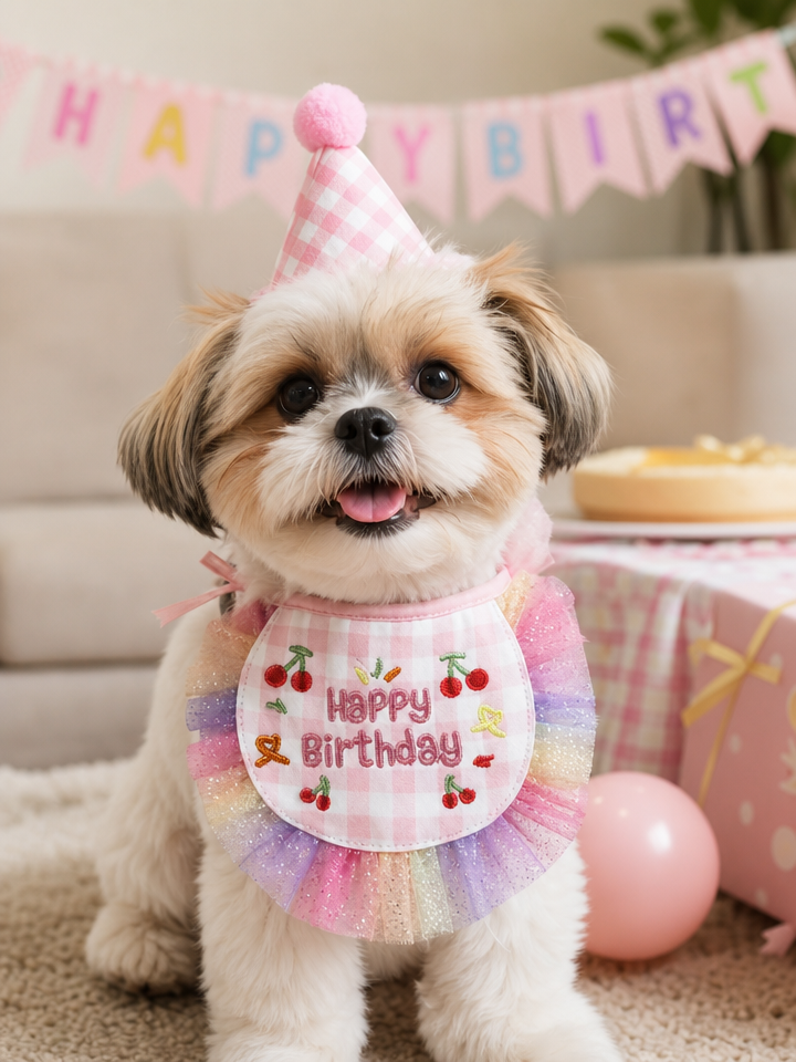 Pet Birthday Bib and Party Hat lifestyle
