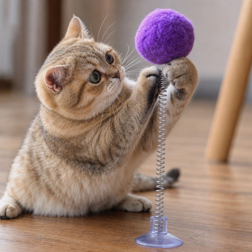 Cat Feather Spring Ball Toy lifestyle