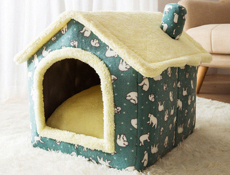 Foldable Winter Dog House - Warm Insulated Indoor Kennel Bed