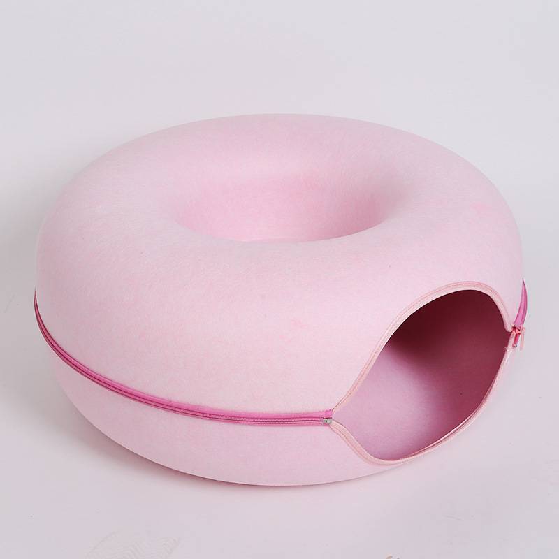 Donut Felt Cat Cave Bed - Cosy Enclosed Nest for Cats and Kittens