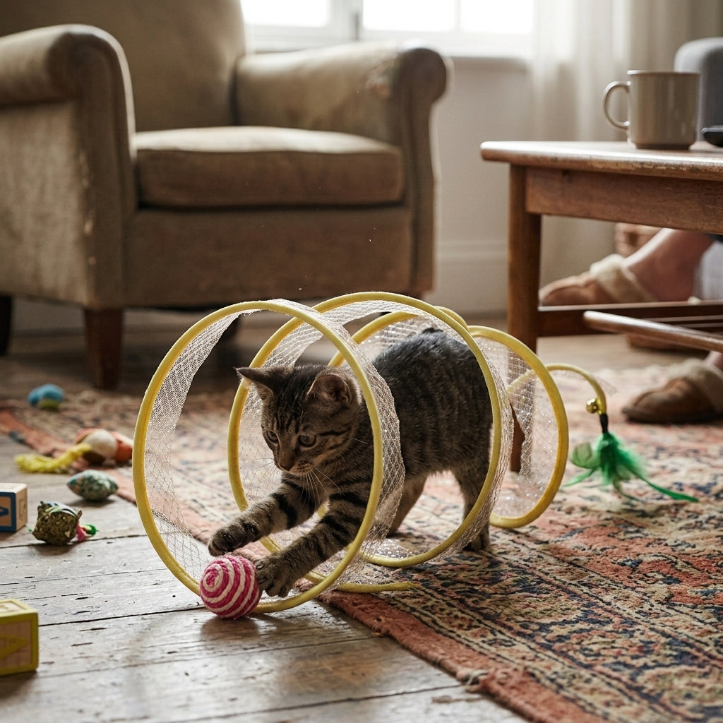 Foldable Cat Mouse Tunnel Toy lifestyle