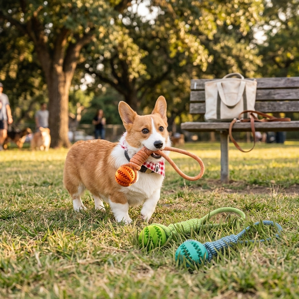 Rubber Treat Rope Ball Dog Toy lifestyle