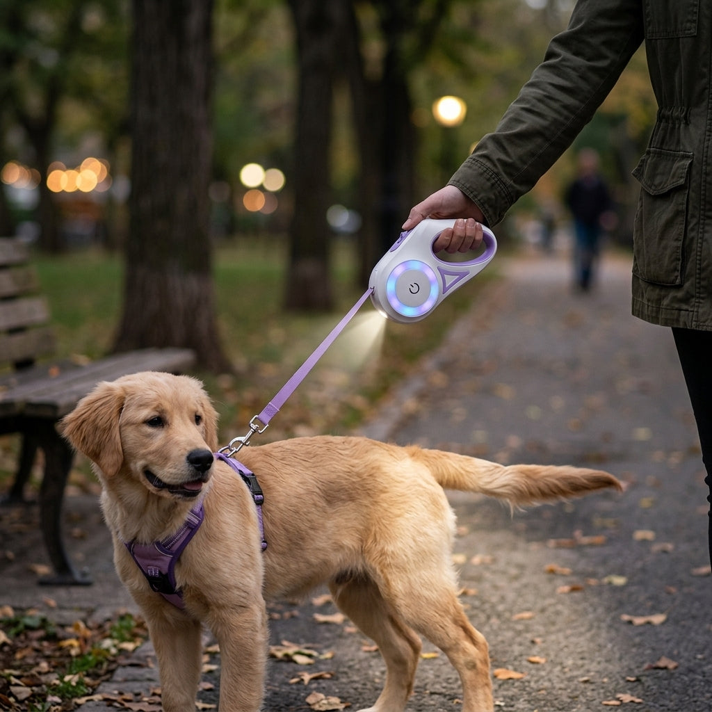 Retractable Dog Leash LED Light lifestyle