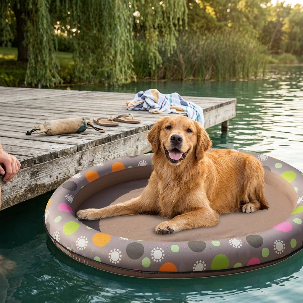 Inflatable Dog Pool Float Bed lifestyle