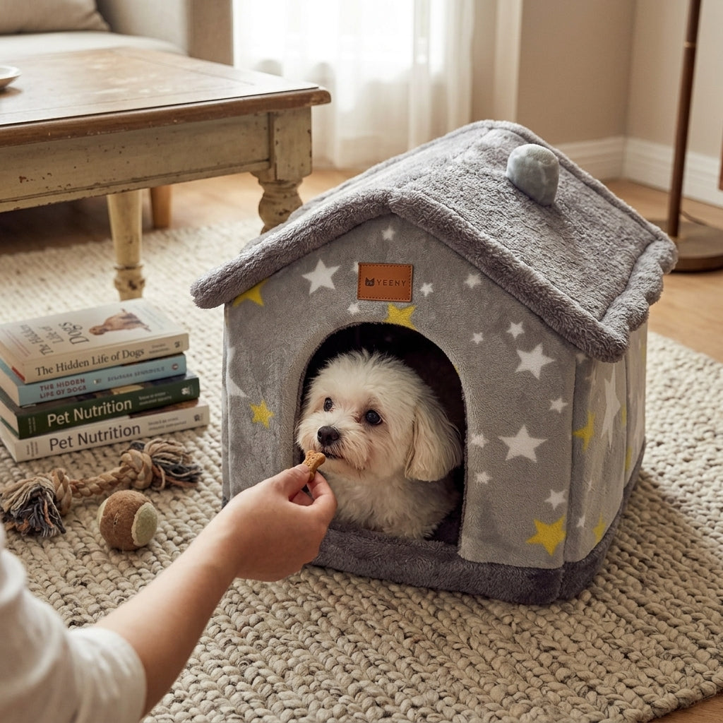 Foldable Pet Winter Dog House lifestyle