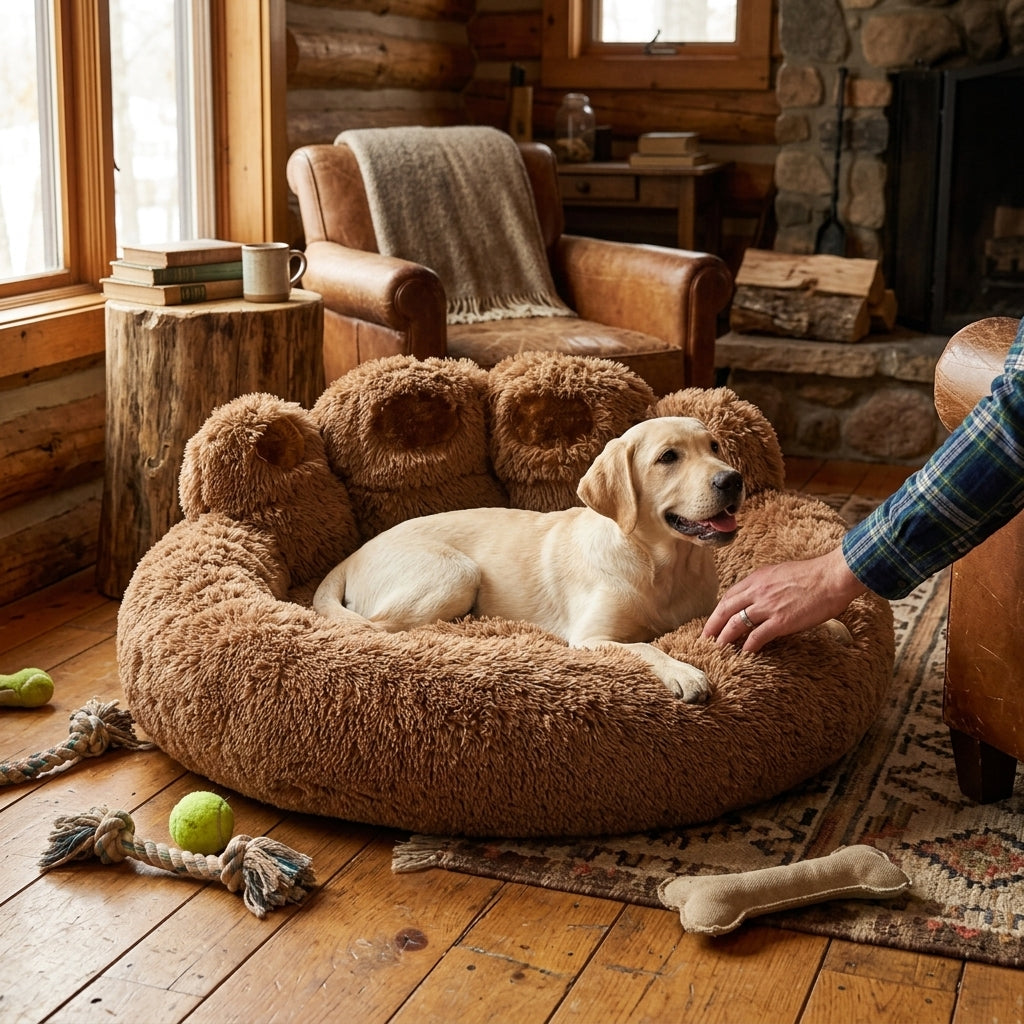 Warm Fleece Round Dog Kennel Bed lifestyle