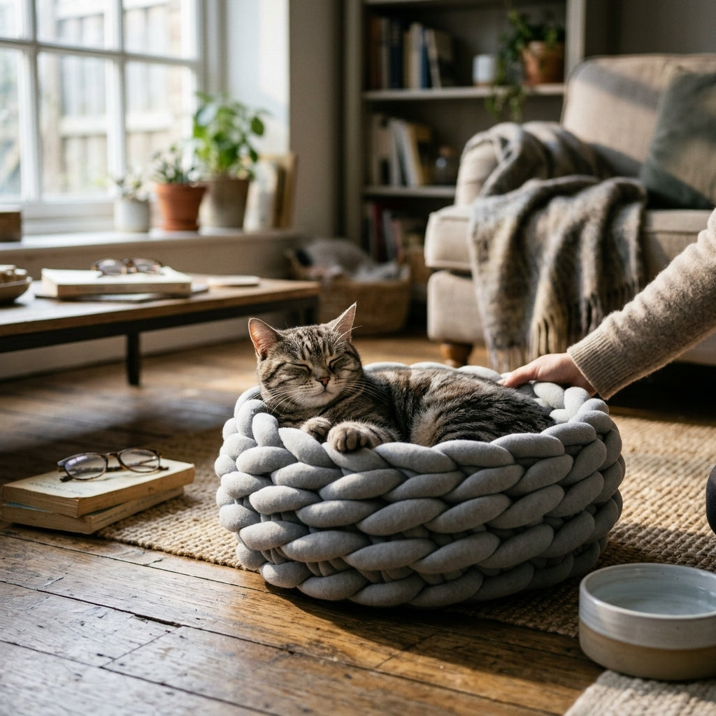 Plush Cat House Cushion lifestyle